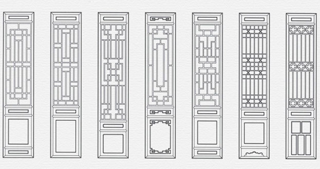 广德常用中式仿古花窗图案隔断设计图